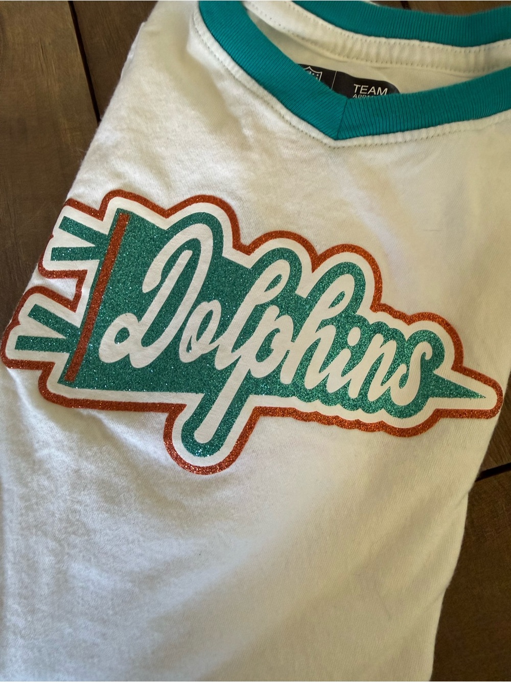Dolphins Kids Glitter V-Neck Tee